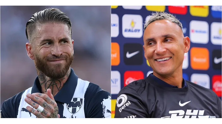 Sergio Ramos of CF Monterrey and Keylor Navas of Pumas UNAM.