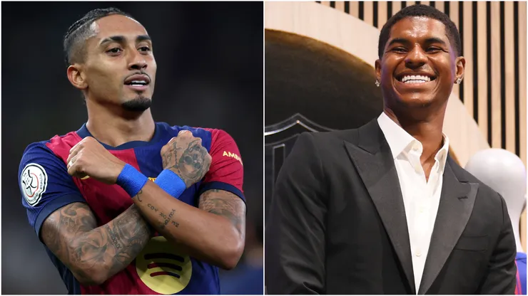 Raphinha (left) and Marcus Rashford (right)