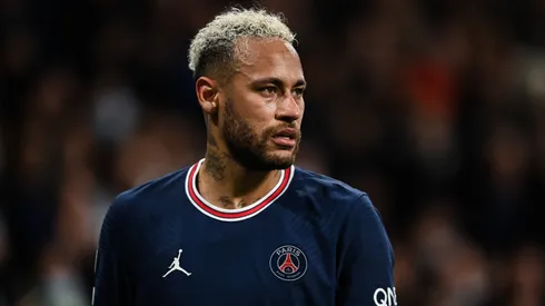 Neymar of Paris Saint-Germain looks on during the UEFA Champions League Round Of Sixteen Leg Two match between Real Madrid and Paris Saint-Germain at Estadio Santiago Bernabeu on March 09, 2022 in Madrid, Spain.