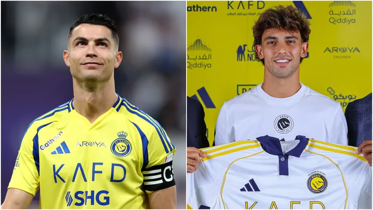 Cristiano Ronaldo (L) and Joao Felix (R) of Al Nassr.