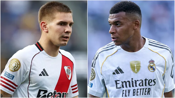 Franco Mastantuono (left) and Kylian Mbappe (right)