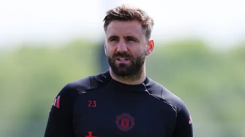 Defender Luke Shaw in Manchester United's training session.