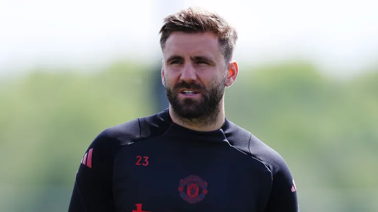 Defender Luke Shaw in Manchester United's training session.