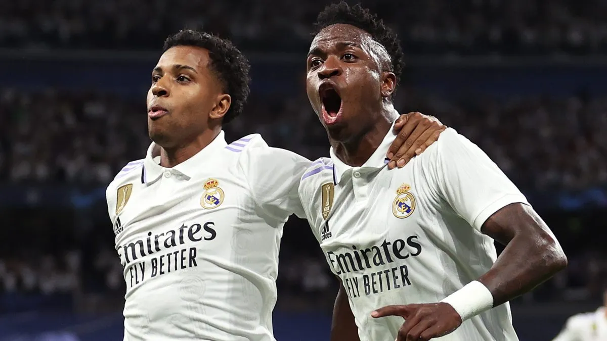 Real Madrid's Vinicius Jr and Rodrygo Goes