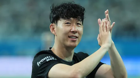 Heung Min Son of Tottenham Hotspur reacts after wiping away his tears during the pre-season friendly between Tottenham Hotspur and Newcastle United at Seoul World Cup Stadium on August 03, 2025 in Seoul, South Korea.