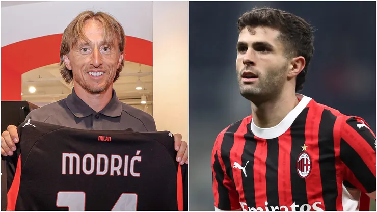 Luka Modric (L) and Christian Pulisic (R) of AC Milan.