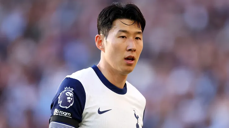 Son Heung-Min of Tottenham Hotspur looks on during the Premier League match between Aston Villa FC and Tottenham Hotspur FC at Villa Park on May 16, 2025 in Birmingham, England.