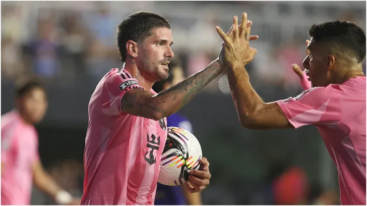 Rodrigo De Paul and Luis Suarez of Inter Miami
