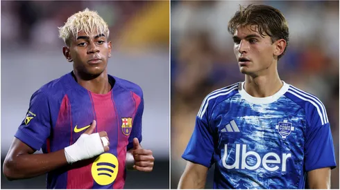 Lamine Yamal (L) of FC Barcelona and Nico Paz (R) of Como.