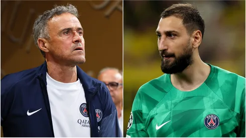 Luis Enrique (L) and Gianluigi Donnarumma (R) of Paris Saint-Germain.