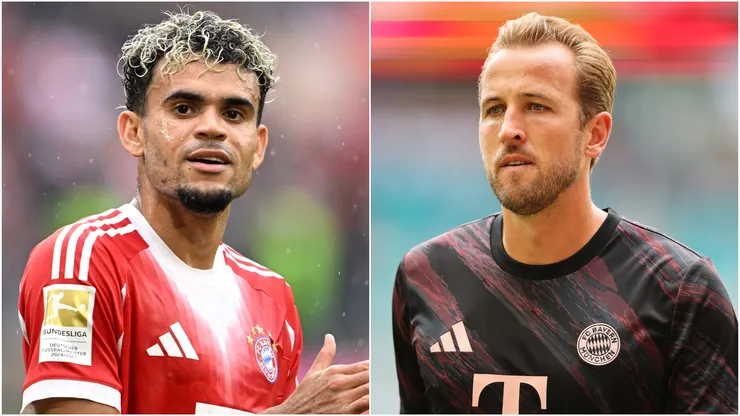 Luis Diaz (L) and Harry Kane (R) #9 of FC Bayern Munchen.