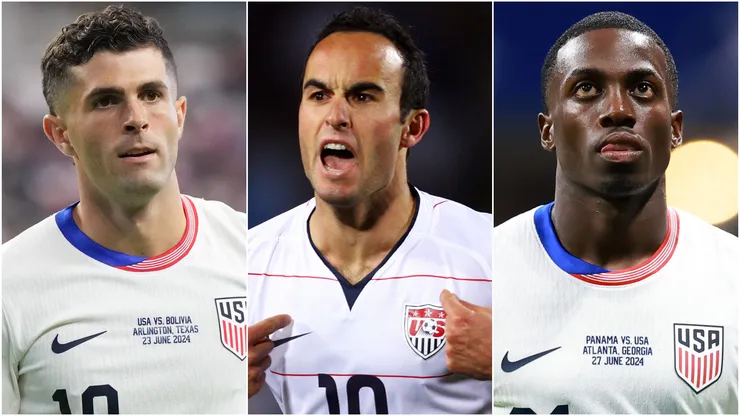 Christian Pulisic (left), Landon Donovan (center), and Tim Weah (right)