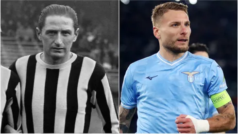 Silvio Piola — Ciro Immobile of SS Lazio celebrates after scoring his team's first goal from the penalty-spot during the UEFA Champions League 2023/24 round of 16 first leg.