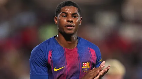 Marcus Rashford of FC Barcelona applauds during a game.