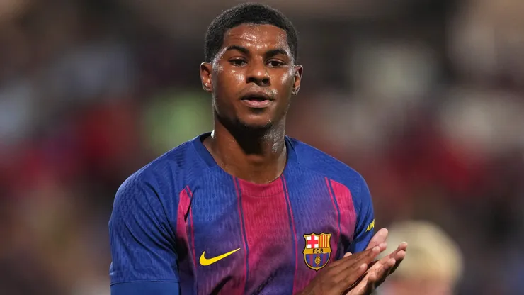 Marcus Rashford of FC Barcelona applauds during a game.