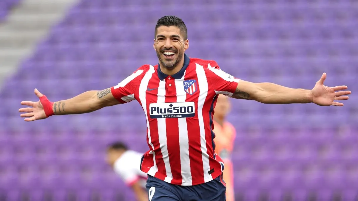 Luis Suarez celebrates after scoring their side’s second goal during the La Liga Santander match on May 22, 2021. (Source: Angel Martinez/Getty Images)