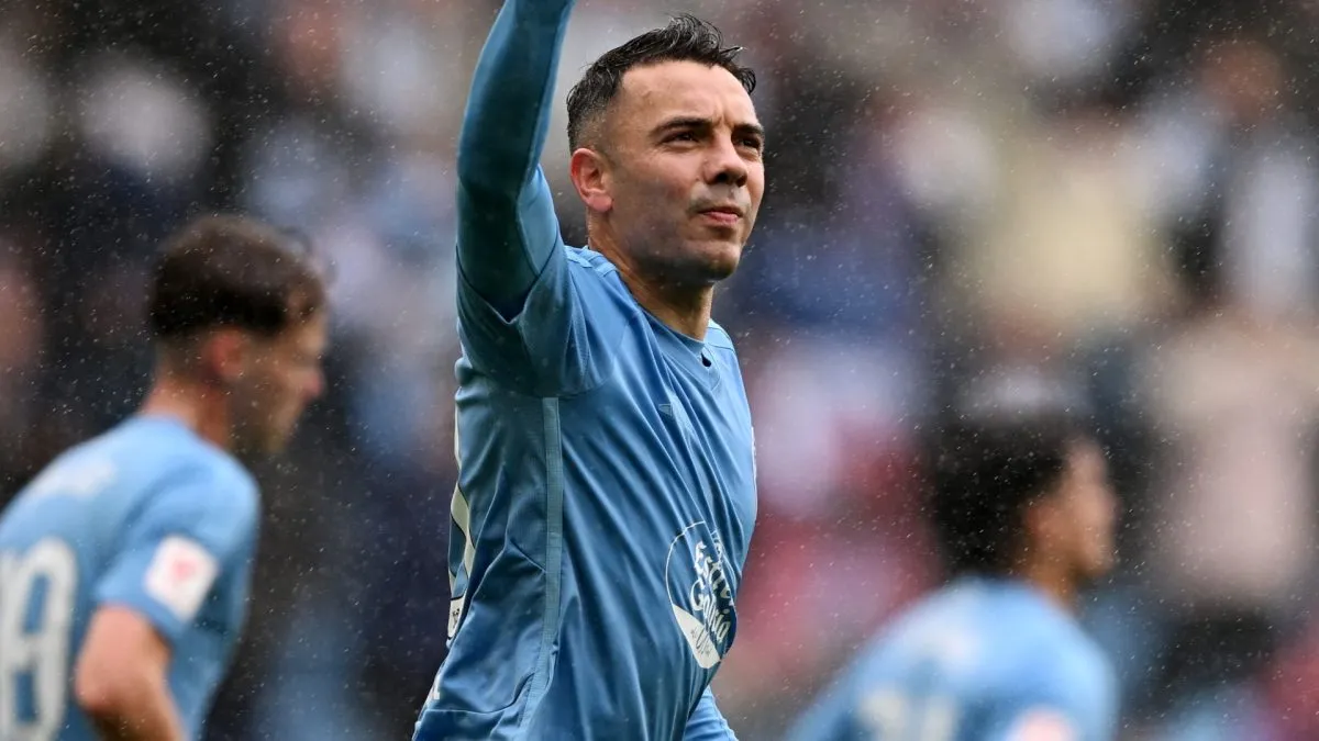 Iago Aspas celebrates scoring his team’s first goal from the penalty spot during the LaLiga EA Sports match between Celta Vigo and Villarreal CF at Estadio Balaidos on May 05, 2024. (Source: Octavio Passos/Getty Images)