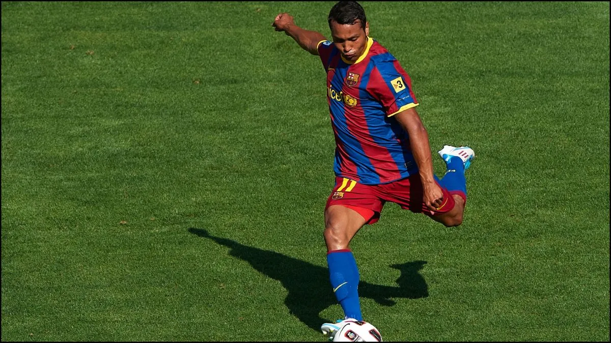 Jeffren Suarez of Barcelona in action during the La Liga match between Malaga and Barcelona at La Rosaleda Stadium on May 21, 2011 in Malaga, Spain.