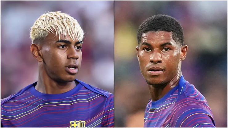 Barcelona forwards Lamine Yamal and Marcus Rashford.