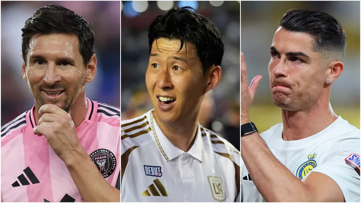 Lionel Messi (left), Son Heung-min (center), and Cristiano Ronaldo (right)