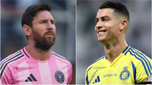 Lionel Messi (L) of Inter Miami and Cristiano Ronaldo (R) of Al Nassr.