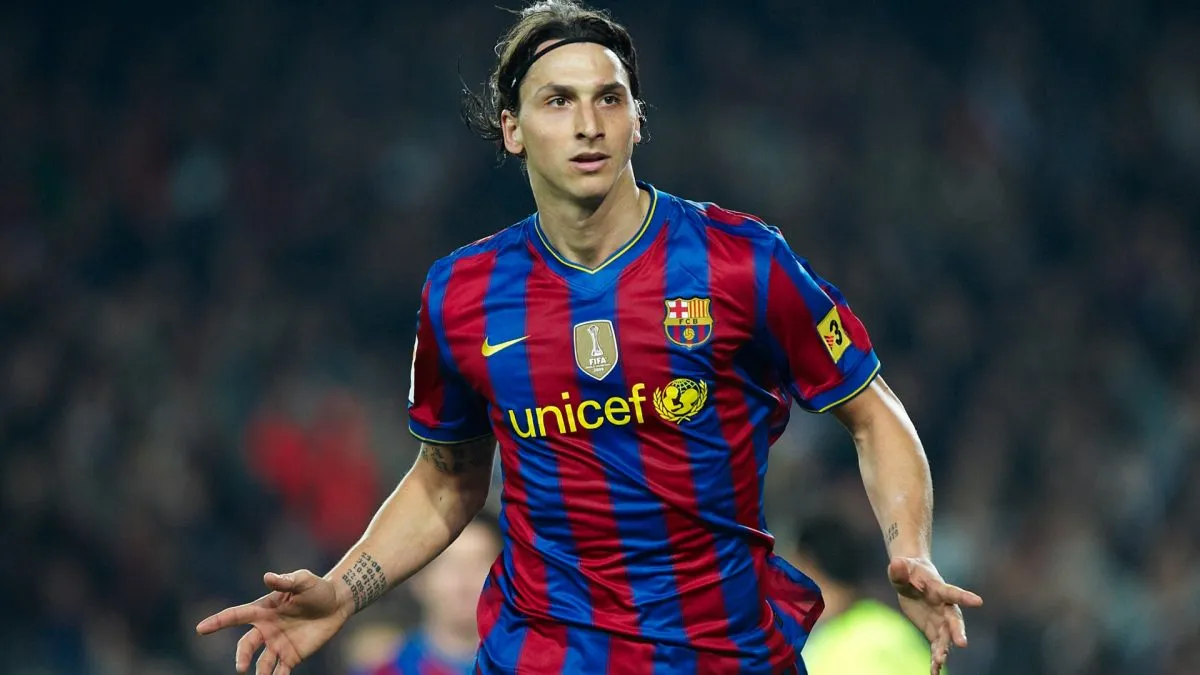 Zlatan Ibrahimovic of FC Barcelona celebrates after scoring during the La Liga match between Barcelona and Osasuna at the Camp Nou Stadium on March 24, 2010. (Source: Manuel Queimadelos Alonso/Getty Images)