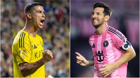 Cristiano Ronaldo (L) of Al-Nassr and Lionel Messi (R) of Inter Miami.