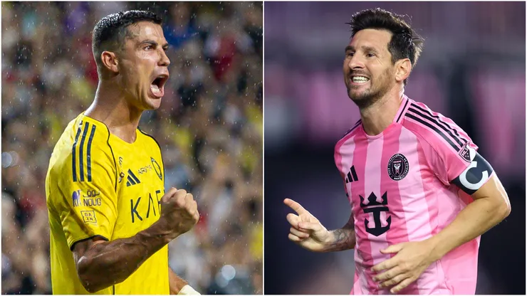 Cristiano Ronaldo (L) of Al-Nassr and Lionel Messi (R) of Inter Miami.