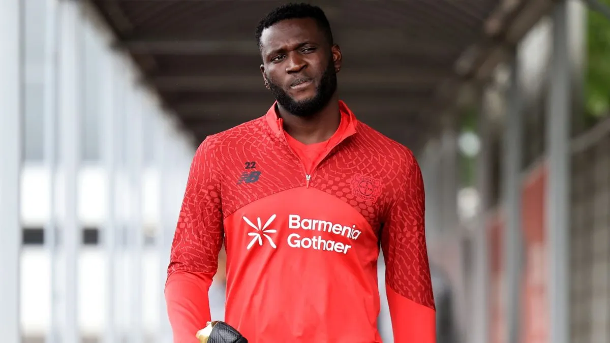 Victor Boniface attends a training session of Bayer 04 Leverkusen after resume of summer break at Training Ground on July 07, 2025 in Leverkusen, Germany.