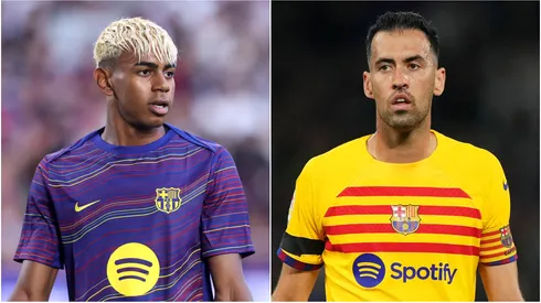 Lamine Yamal and Sergio Busquets.