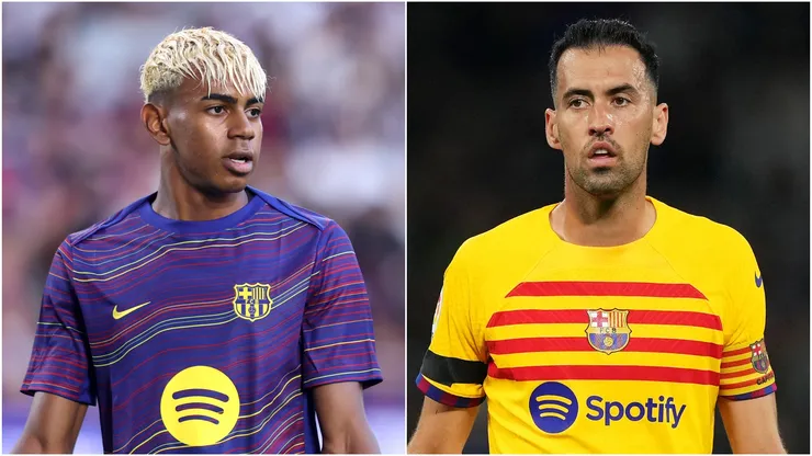 Lamine Yamal and Sergio Busquets.