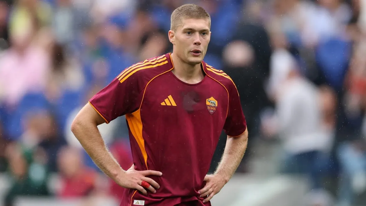 Artem Dovbyk of AS Roma during the pre-season friendly match between Everton and AS Roma at Hill Dickinson Stadium on August 09, 2025 in Liverpool, England.