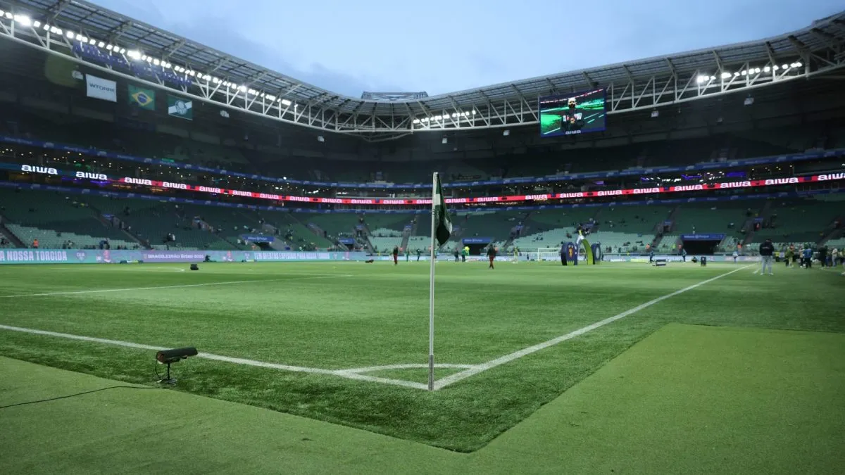 General view of Allianz Parque. Palmeiras were among the first clubs in Brazil to install artificial turf at their home stadium.