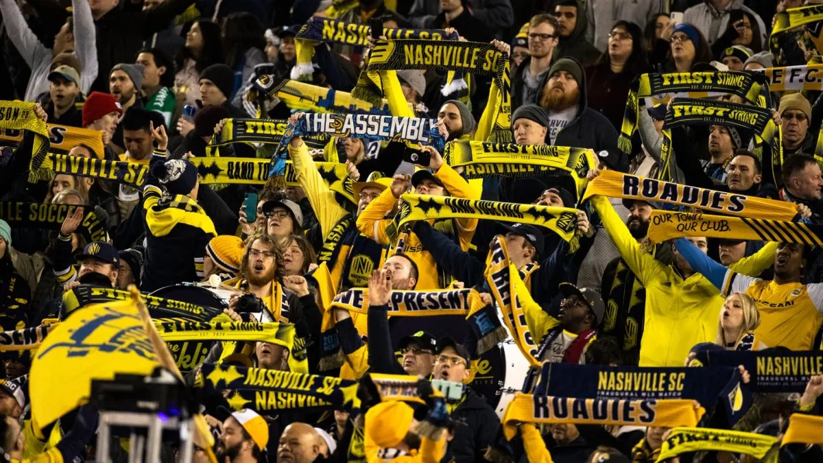 Nashville SC fans cheer before the game against Atlanta United at Nissan Stadium on February 29, 2020. (Source: Brett Carlsen/Getty Images)