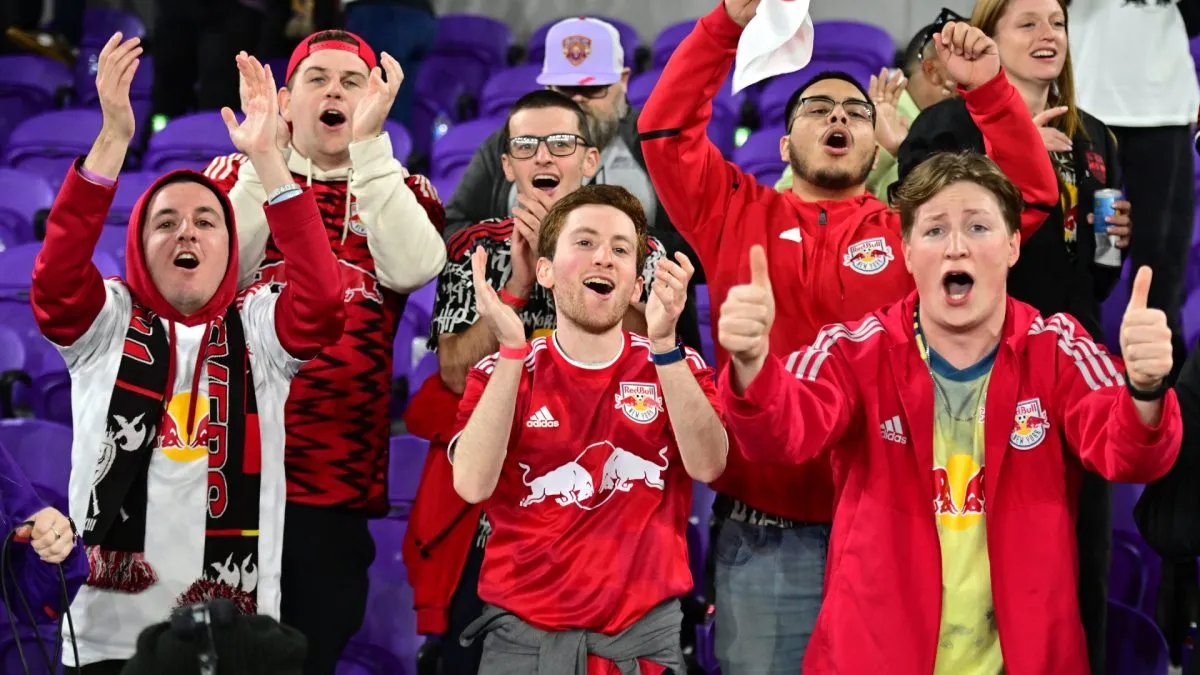 Fans celebrate after the game between Orlando City and the New York Red Bulls in 2024. (Source: Julio Aguilar/Getty Images)