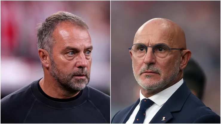 Barcelona coach Hansi Flick and Spain coach Luis De La Fuente.