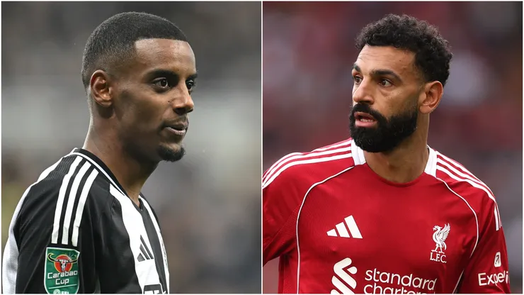 Alexander Isak (L) of Newcastle United and Mohamed Salah (R) of Liverpool.