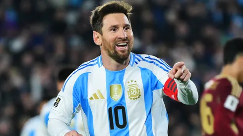 Lionel Messi of Argentina celebrating.