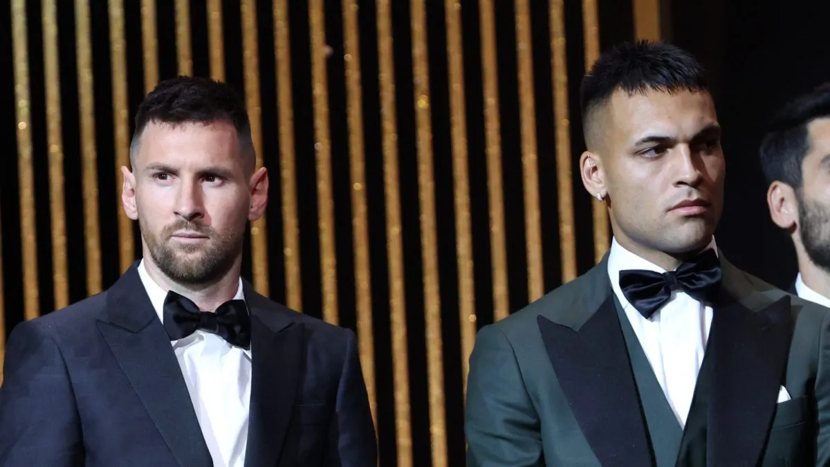 Lionel Messi and Lautaro Martínez attend the 67th Ballon D'Or Ceremony at Theatre Du Chatelet on October 30, 2023 in Paris, France.