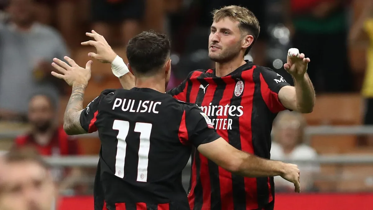 Christian Pulisic and Santiago Gimenez of AC Milan.