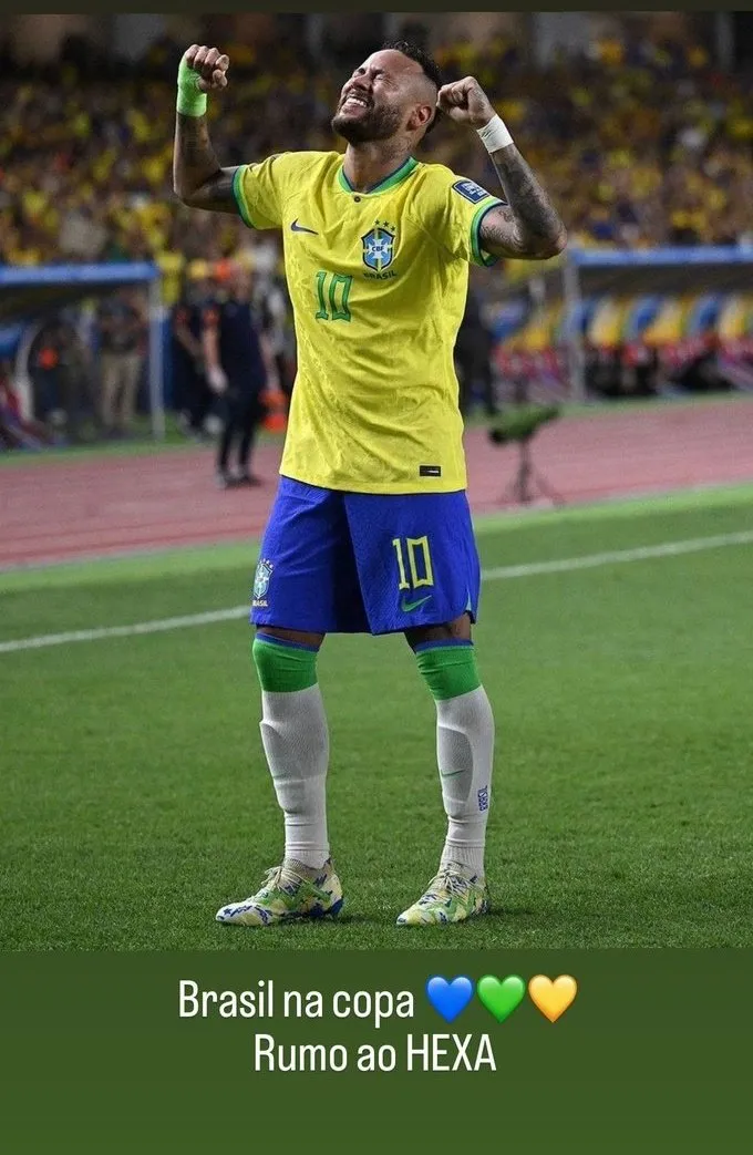 Neymar celebrates Brazil's qualification on his Instagram.