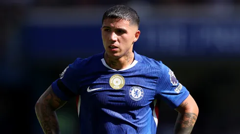 Enzo Fernandez of Chelsea during the Premier League match between Chelsea and Crystal Palace at Stamford Bridge on August 17, 2025 in London, England.