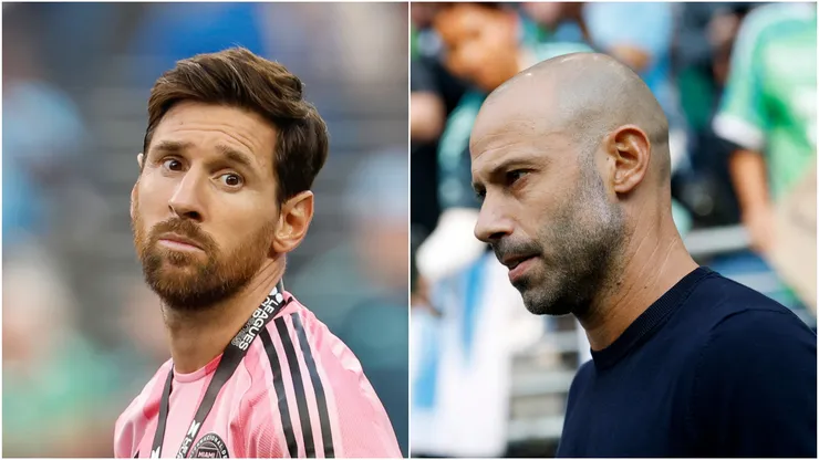 Inter Miami forward Lionel Messi and head coach Javier Mascherano.
