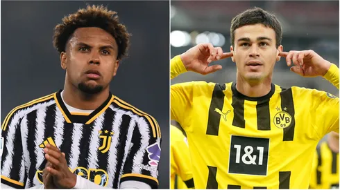 Weston McKennie of Juventus and Giovanni Reyna of Borussia Dortmund.