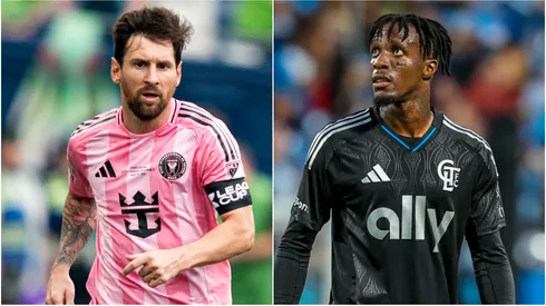 Lionel Messi of Inter Miami and Wilfried Zaha of Charlotte FC.