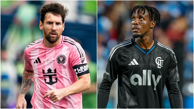 Lionel Messi of Inter Miami and Wilfried Zaha of Charlotte FC.
