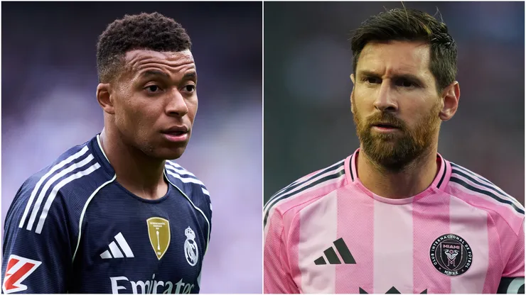 Kylian Mbappe of Real Madrid and Lionel Messi #10 of Inter Miami CF.