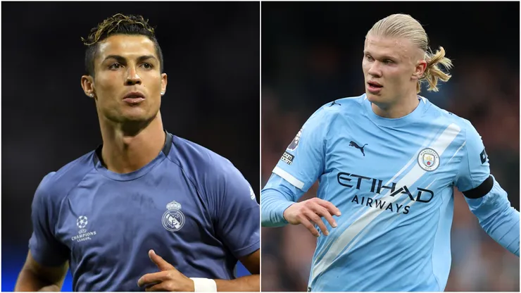 Cristiano Ronaldo (L) of Real Madrid and Erling Haland (R) of Manchester City.