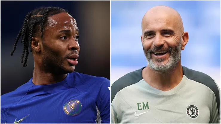Raheem Sterling and Enzo Maresca of Chelsea.