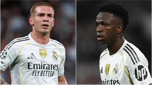 Franco Mastantuono (L) Vinicius Junior (R) of Real Madrid.